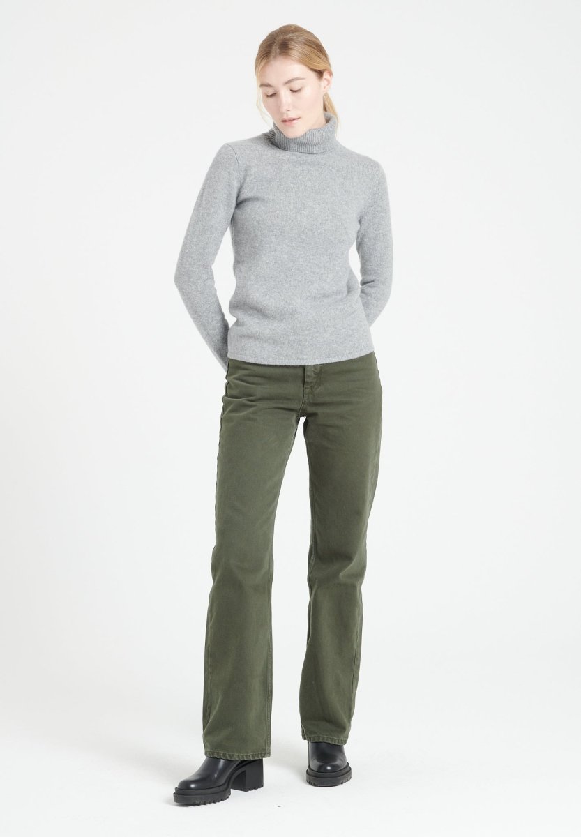 Pull col roulé cachemire 4 fils gris clair femme - LILLY 19